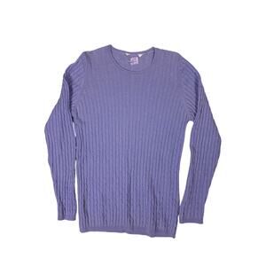 Blue Cable Knit Lambswool Sweater Womens Medium 10 Coquette Preppy Minimalist